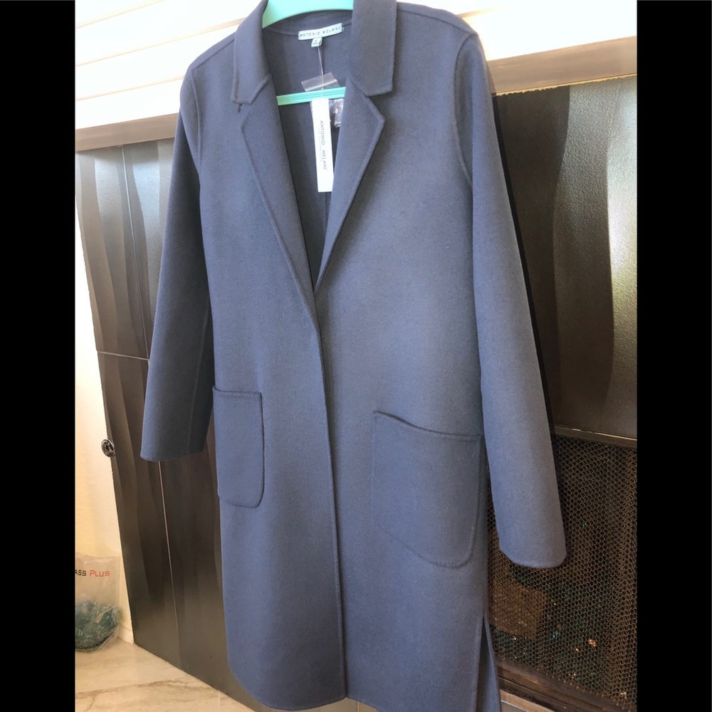 ANTONIO MELANI ELEGANT BLUE 💯% WOOL COAT NWT